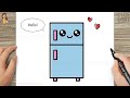 Drawing For Kids How To Draw Fridge Easy How To Draw Cute Refrigerator For Kids