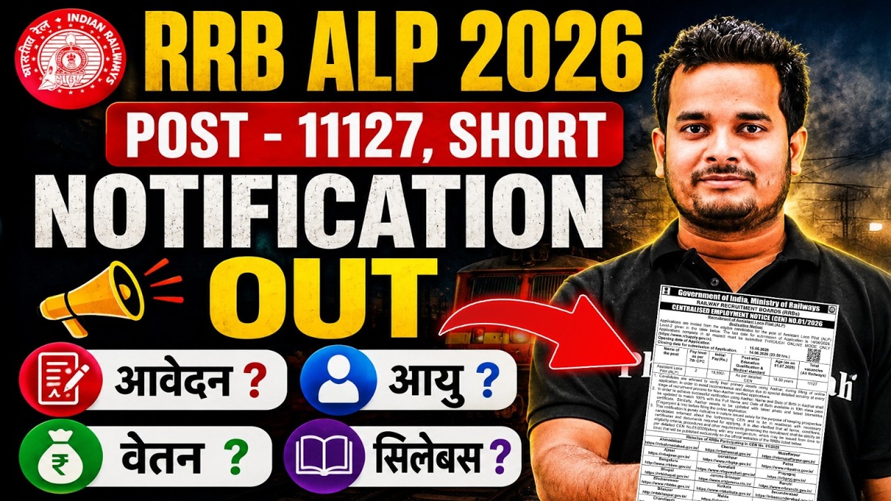 RRB ALP Notification 2026 | RRB ALP Age , Syllabus, Salary & Form Fill Up | RRB ALP New Vacancy 2026