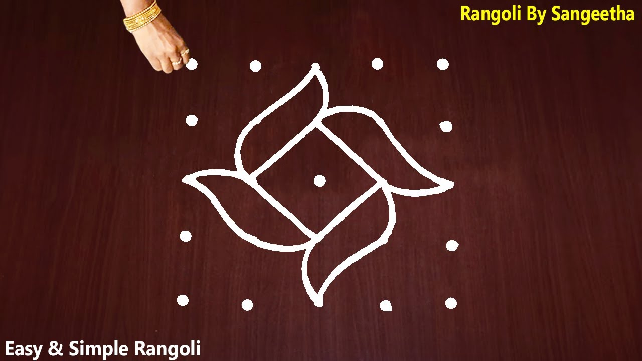 Simple rangoli designs with 5 dots