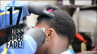 17 YEAR OLD BARBER DOES TAPER FADE!! (MUST WATCH) TUTORIAL