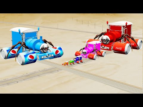 Choo Choo Charles Train Big & Small Cola Wheels  Vs Pepsi Wheels Charles Train - BeamNG.Drive