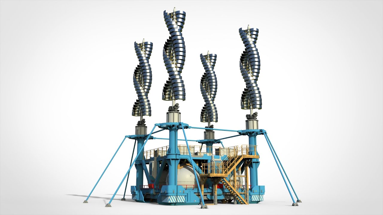 공상 과학 풍력 터빈 7 3D 모델