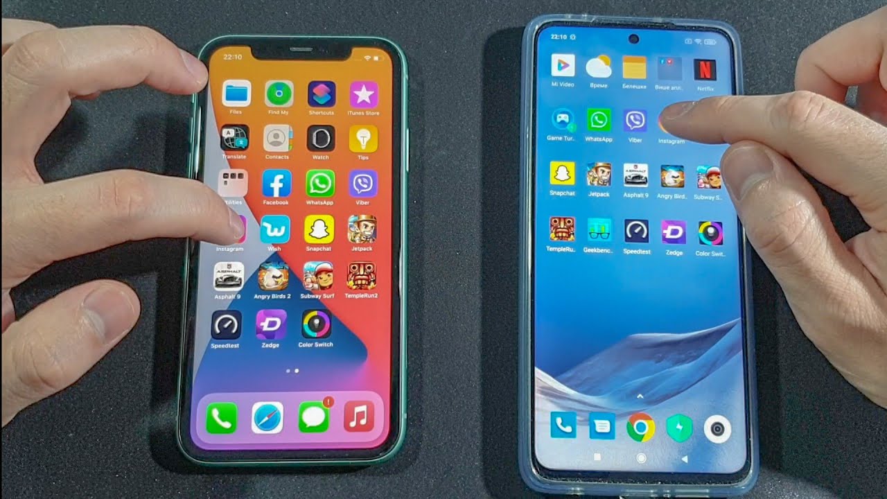 Iphone 11 vs Xiaomi Poco X3 NFC Comparison Speed Test