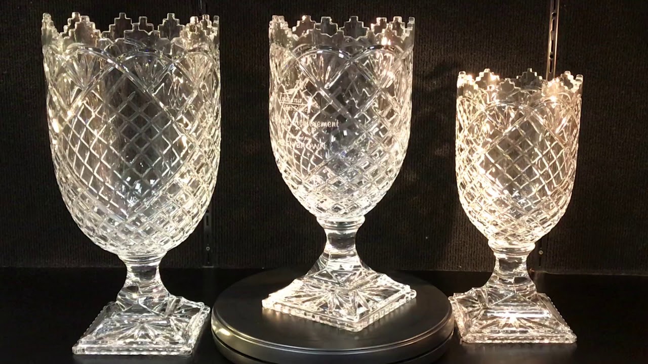 Scalloped Top Crystal Trophy Cups