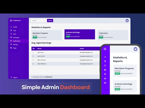 Responsive Admin Dashboard Using Html Css And Javascript Admin Dashboard Design