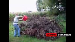 FAIL: Idiot Uses Gasoline To Burn Some Branches In His Backyard!