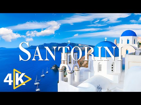 FLYING OVER SANTORINI (4K UHD) - Relaxing Music Along With Beautiful Nature - 4K Video Ultra HD