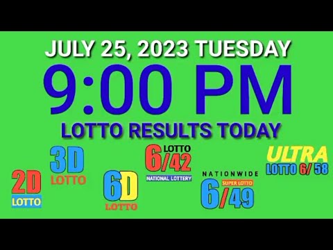 9pm Lotto Result Today PCSO July 25, 2023 Tuesday ez2 swertres 2d 3d 6d 6/42 6/49 6/58