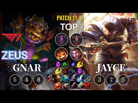 T1 Zeus Gnar vs Jayce Top - KR Patch 11.4