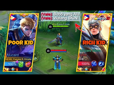 Rich Kid Vale Trashtalk My No Skin Poor Alucard | He Said I'm NUB! GODLIKE Gameplay (Enemy Shocked)