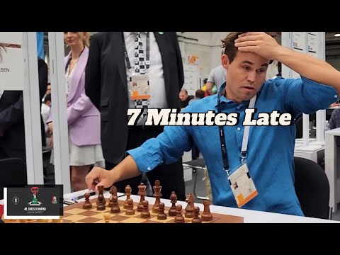 7 minutes late!!! Magnus vs GM Austria Dragnev, Valentin || Chess Olympiad