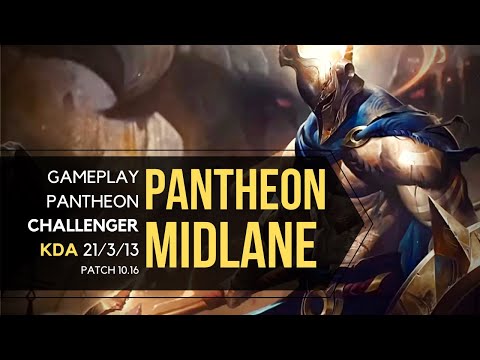PANTHEON MID VS ZOE - CHALLENGER - KDA 21/3/13 - PATCH 10.16