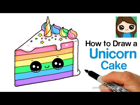 How to Draw a Unicorn Rainbow Cake Slice Easy and Cute