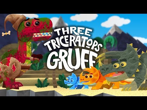 3 Billy Goats Gruff - Dinosaur's Story - Three Triceratops Gruff - T-Rex Fairytale