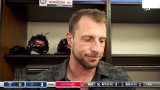 Max Scherzer on coming out of the game early, Rangers 6-3 win