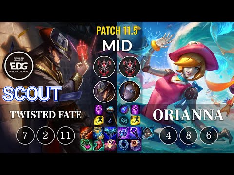 EDG Scout Twisted Fate vs Orianna Mid - KR Patch 11.5