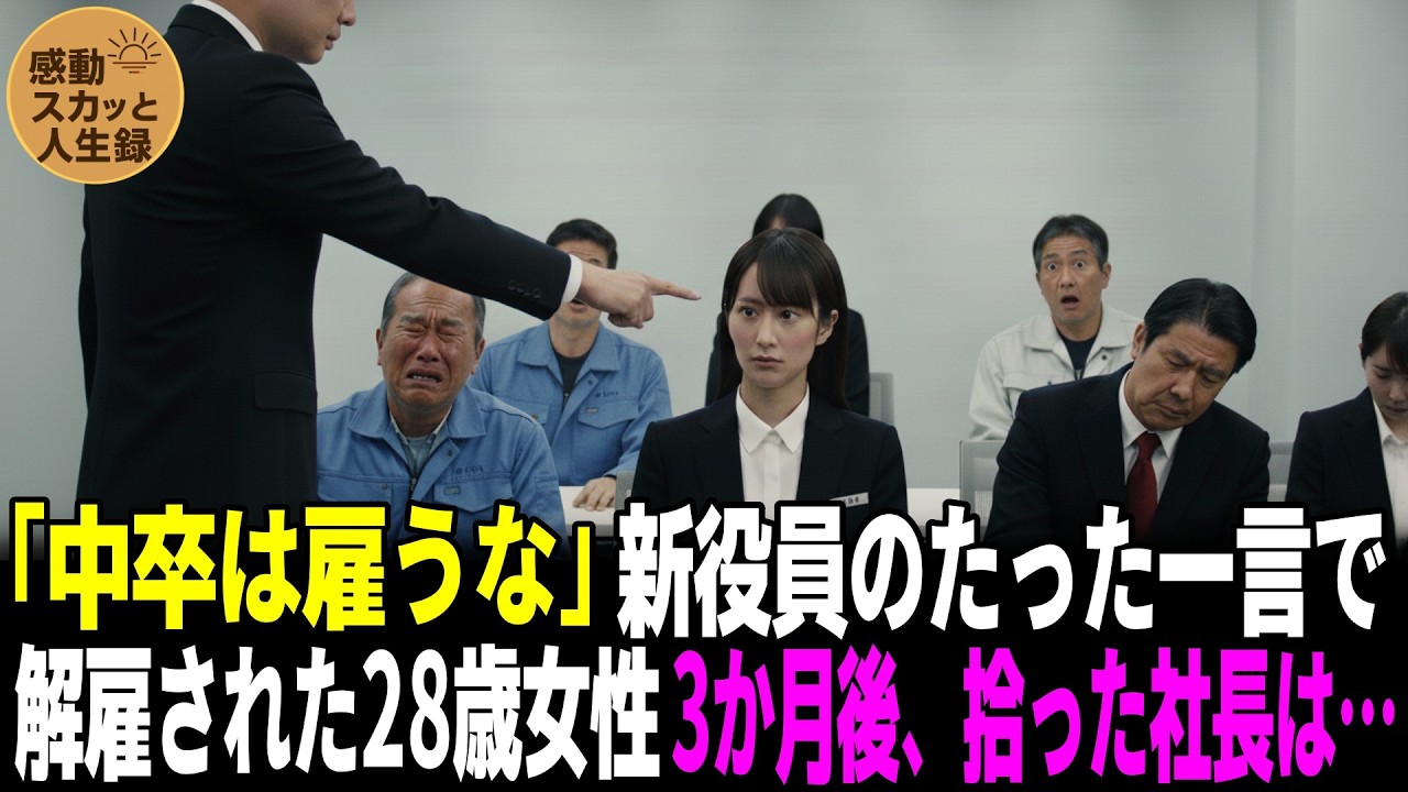 「中卒は雇うな」新役員のたった一言でクビになった28歳女性ー3か月後、拾った社長は…
