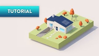 C4D TUTORIAL  |  Simple Cute House  (Ultra-Beginner)