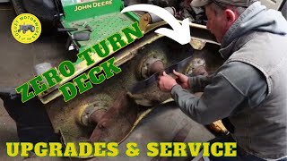 How to take a Deck off a John Deere Zero Turn and Service