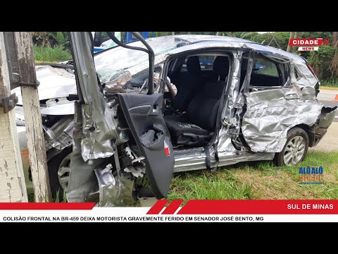 Colisão frontal na BR-459 deixa motorista gravemente ferido em Senador José Bento, MG
