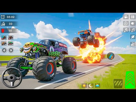 Fearless Monster Trucks Crashing Arena Demolition Derby Stunts Racing Simulator - Android Gameplay.