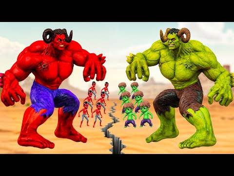TEAM GREEN HULK vs TEAM RED HULK - HULK BATTLE - EPIC SUPERHEROES WAR