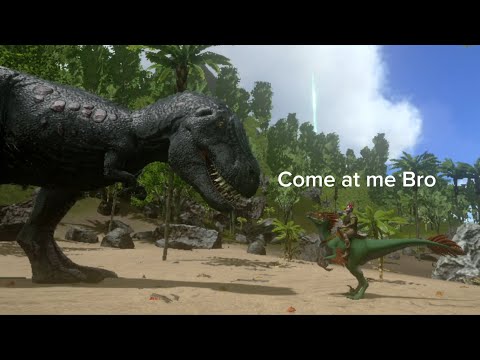 Taming a T-rex with a slingshot Ark mobile(Don't try this at home)#arkmobile#paleontology