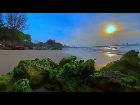 4K Calming Ocean Sunset Ambience. Gentle Wave Sounds - White Noise ASMR -  Sea Ocean Sounds LIVE