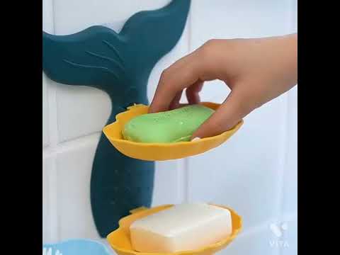 Plastic random color fishtail double layer soap tray, size: ...