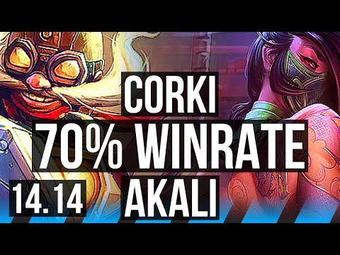 CORKI vs AKALI (MID) | 70% winrate, 6/1/2 | VN Master | 14.14