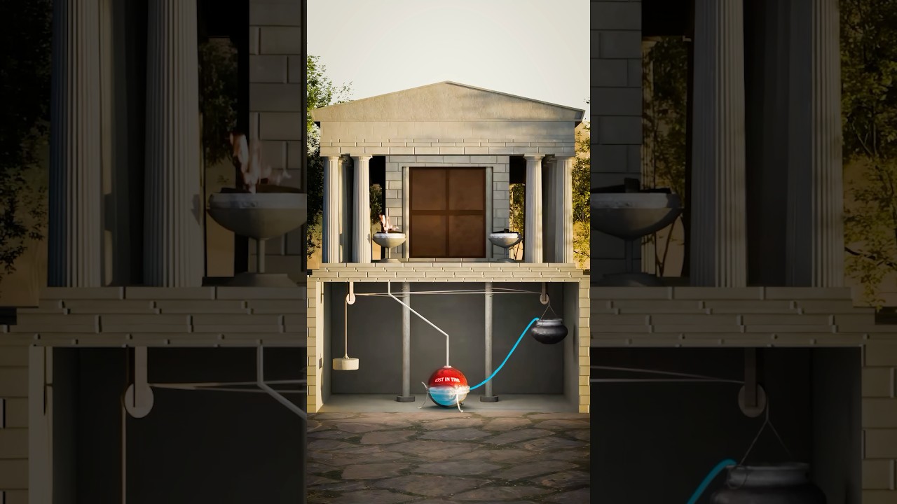 How automated doors worked in the Roman Empire 🤯 Light a fire, and the doors open automatically