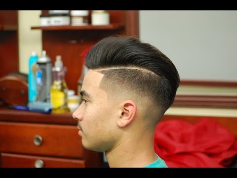 How to do a Fade with a Hard Part and Pompadour