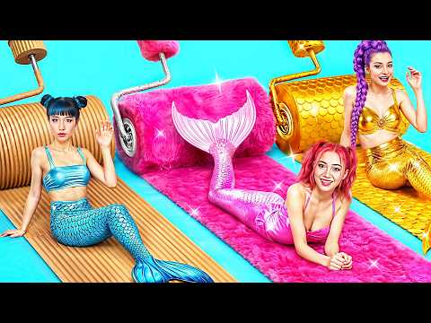 Kpop Demon Hunters Makeover Cardboard, Golden & Fluffy Huntrix Mermaid Glow up