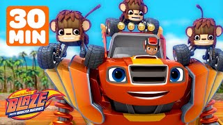 Robot Blaze Uses CODING to Rescue a Monkey! 🐒 w/ AJ | 30 Minutes | Blaze and the Monster Machines