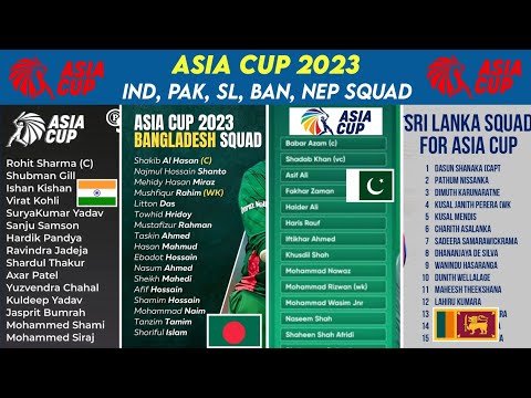 Asia Cup 2023 All Team Squad | IND, PAK, NEP, SL, BANG, AFG Asia Cup 2023 Full Squad