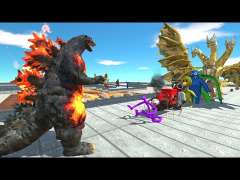 Godzilla Burning Fight Ghidorah LAVA DEATH RUN - Animal Revolt Battle Simulator
