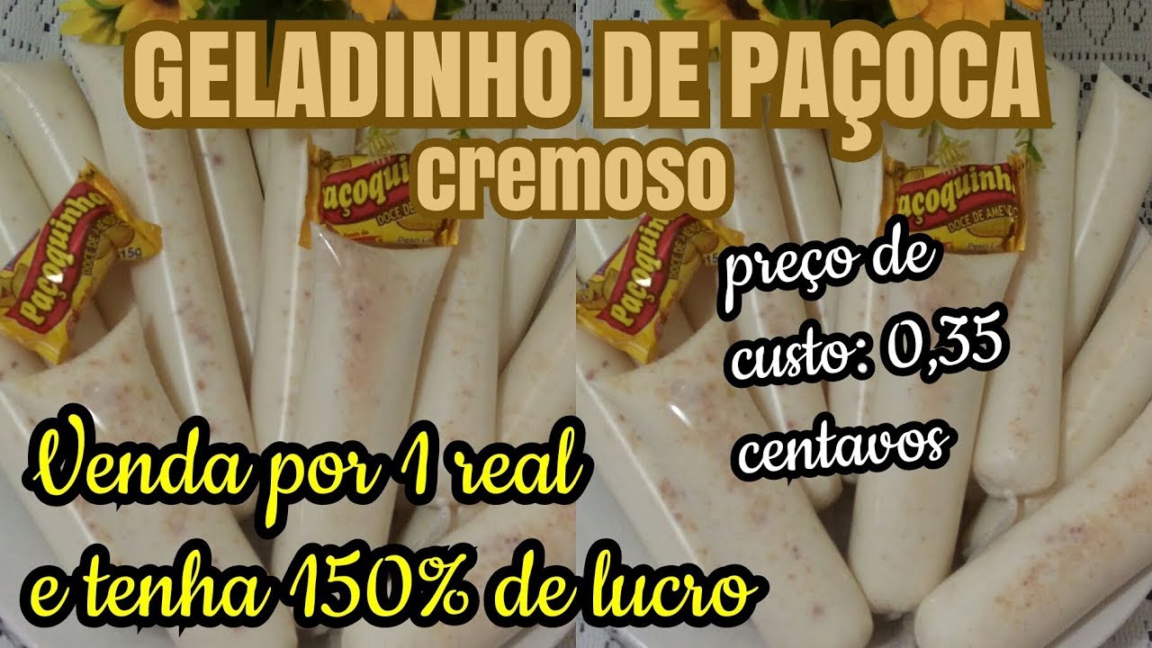 GELADINHO CREMOSO DE PAÇOQUINHA PARA VENDER POR 1 REAL, SACOLÉ LUCRATIVO
