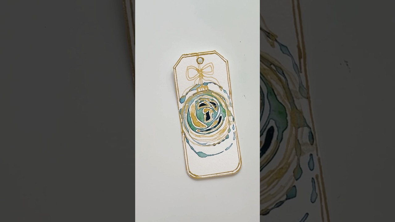 Turn Abstract Christmas Ornament Art into Stunning Gift Tags! #christmascrafts #christmascard #diy