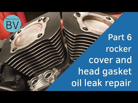 Bikervation - Part 6 - Harley Sportster XL 1200R Rocker & Head Gasket Replacement /oil leak fix.