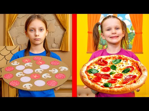 Stephi and the Cardboard Playroom! – Cardboard Toys vs. Real Toys
