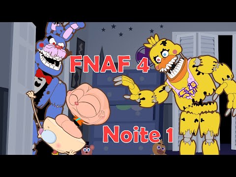 Mongo e Drongo na Noite 1 de Five Nights at Freddy's 4 - FNAF4 - FNAf 4 em desenho animado