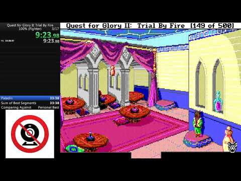 Quest For Glory 2: Trial By Fire (EGA), 100% (Fighter) in 32:15 by davidtki