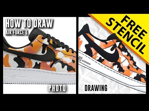 HOW TO DRAW: Nike Air Force 1 Low w/ FREE Stencil - YouTube