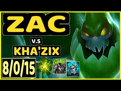 STYLLEE (ZAC) vs KHA'ZIX - 8/0/15 KDA JUNGLE GAMEPLAY - EUW Ranked GRANDMASTER