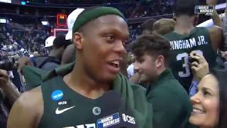 Tom Izzo, Cassius Winston after win over Duke
