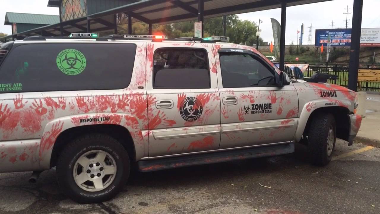 Skull Basher shows off his Zombie Outbreak Response team vehicle