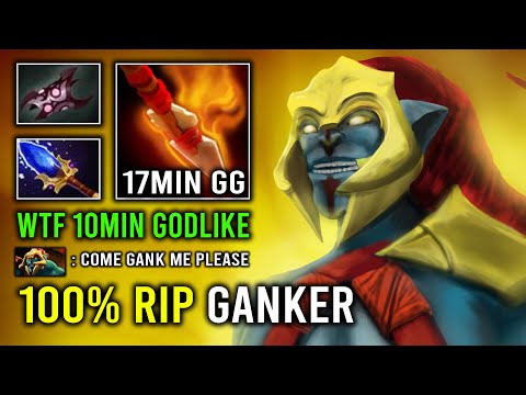 How to 100% Delete Any Mid Ganker 10Min Godlike & 17Min GG Unkillable Huskar Dota 2