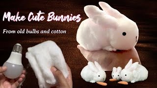 Make Cute Bunnies From Cotton & Old Bulbs