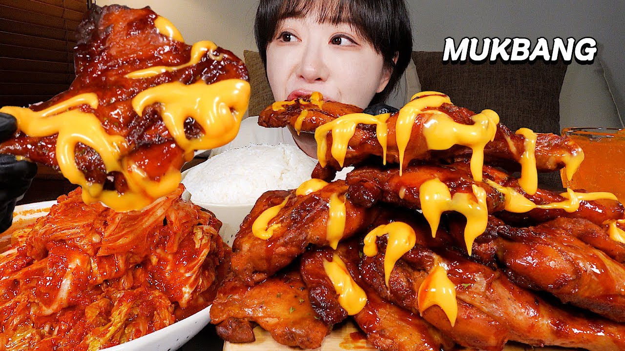 💗추억의 통닭..🍗 자메이카 통다리구이, 매운김치, 김치콩나물국 치밥 먹방 Korean BBQ chicken, rice, spicy kimc