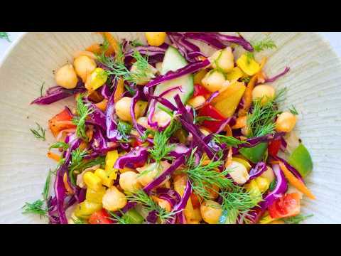 Mediterranean Rainbow Salad with Easy Olive Oil Salad Dressing | Healthy VEGAN Recipe